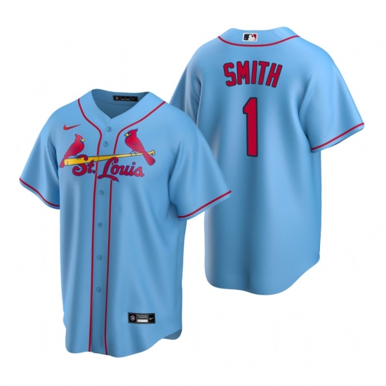 Men's Nike St. Louis Cardinals 1 Ozzie Smith Light Blue Alternate Stitched Baseball Jersey