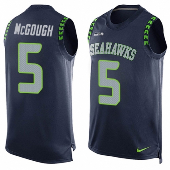 Men's Nike Seattle Seahawks 5 Alex McGough Limited Steel Blue Player Name & Number Tank Top NFL Jersey
