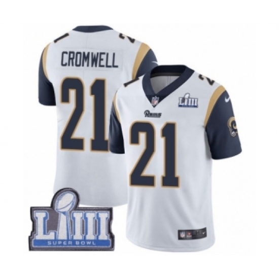 Men's Nike Los Angeles Rams 21 Nolan Cromwell White Vapor Untouchable Limited Player Super Bowl LIII Bound NFL Jersey