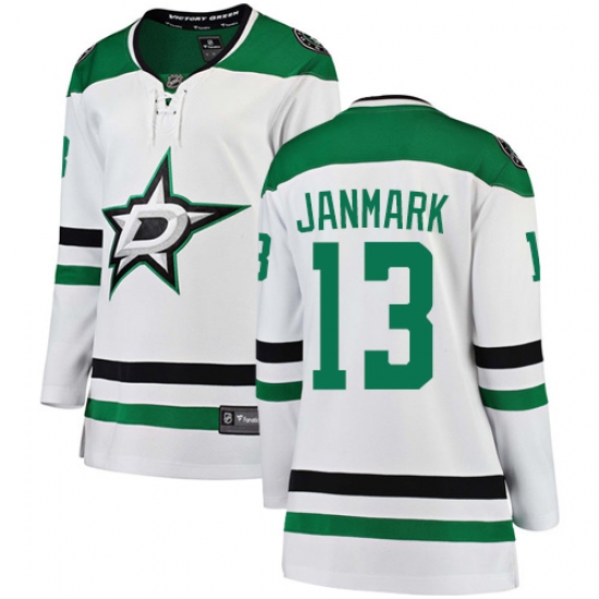 Women's Dallas Stars 13 Mattias Janmark Authentic White Away Fanatics Branded Breakaway NHL Jersey