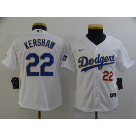 Youth Nike Los Angeles Dodgers 22 Clayton Kershaw White Champions Authentic Jersey