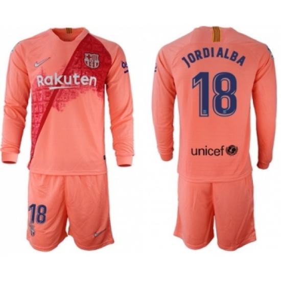 Barcelona 18 Jordi Alba Third Long Sleeves Soccer Club Jersey