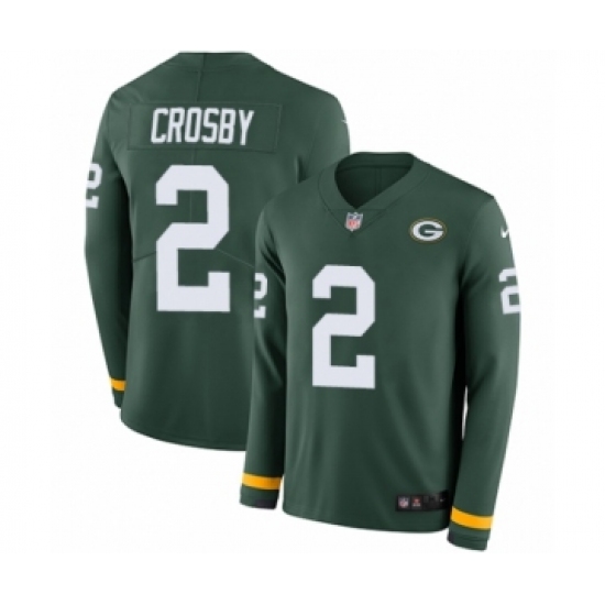 Youth Nike Green Bay Packers 2 Mason Crosby Limited Green Therma Long Sleeve NFL Jersey