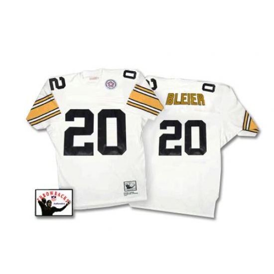 Mitchell and Ness Pittsburgh Steelers 20 Rocky Bleier White Authentic NFL Jersey