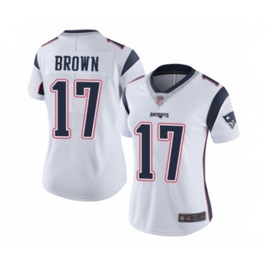 Women's New England Patriots 17 Antonio Brown White Vapor Untouchable Limited Player Football Jersey