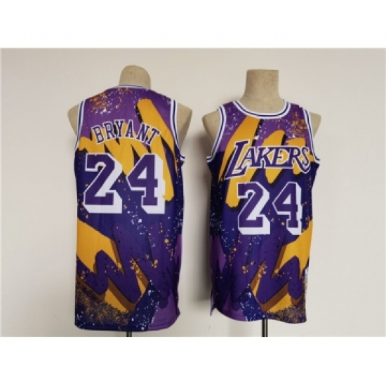 Men's Los Angeles Lakers 24 Kobe Bryant Purple Throwback basketball Jersey