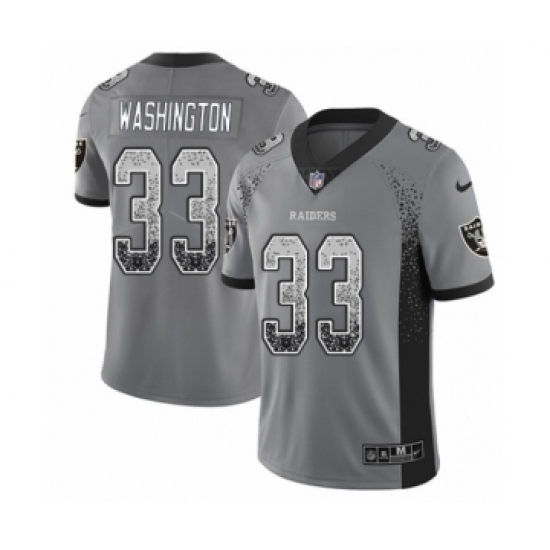 Men's Nike Oakland Raiders 33 DeAndre Washington Limited Gray Rush Drift Fashion NFL Jersey