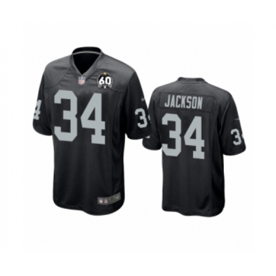 Men's Oakland Raiders 34 Bo Jackson Game Black 60th Anniversary Team Color Football Jersey