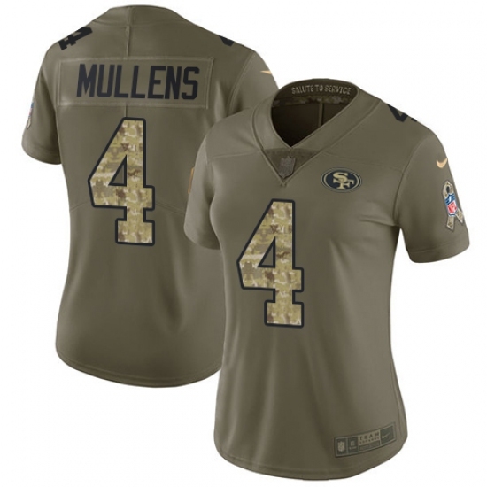 Women's Nike San Francisco 49ers 4 Nick Mullens Limited Olive Camo 2017 Salute to Service NFL Jersey
