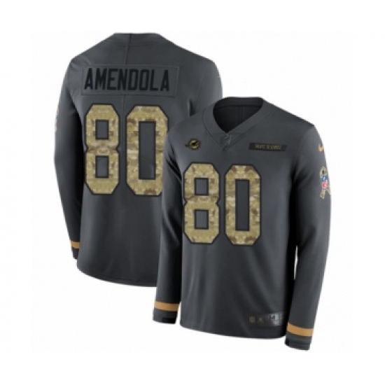 Youth Nike Miami Dolphins 80 Danny Amendola Limited Black Salute to Service Therma Long Sleeve NFL Jersey