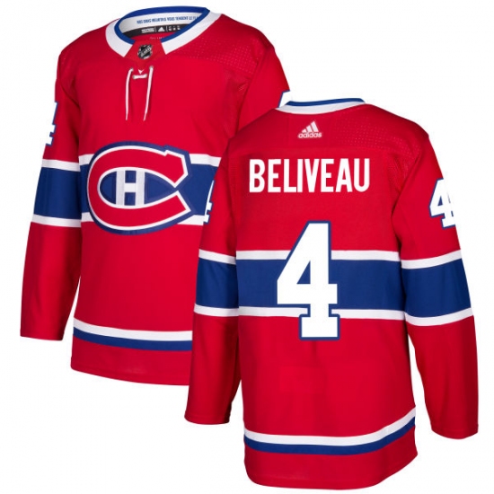 Men's Adidas Montreal Canadiens 4 Jean Beliveau Premier Red Home NHL Jersey