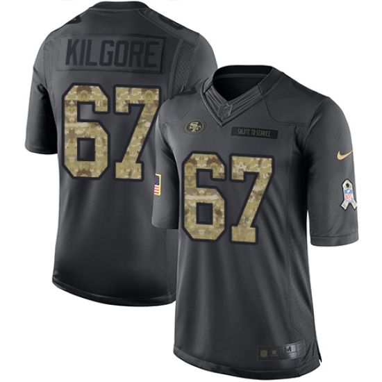 Men's Nike San Francisco 49ers 67 Daniel Kilgore Limited Black 2016 Salute to Service NFL Jersey