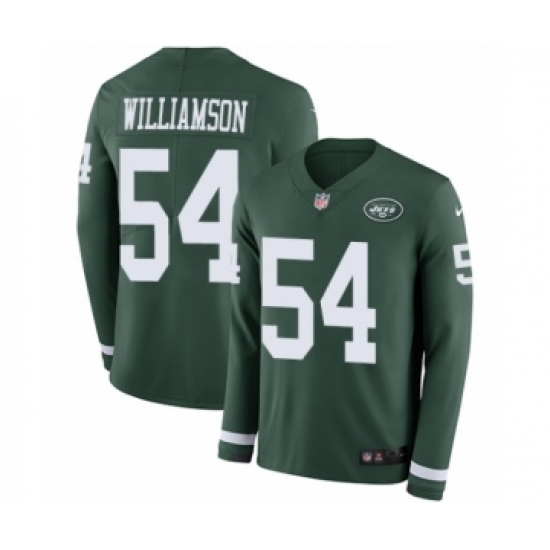 Men's Nike New York Jets 54 Avery Williamson Limited Green Therma Long Sleeve NFL Jersey