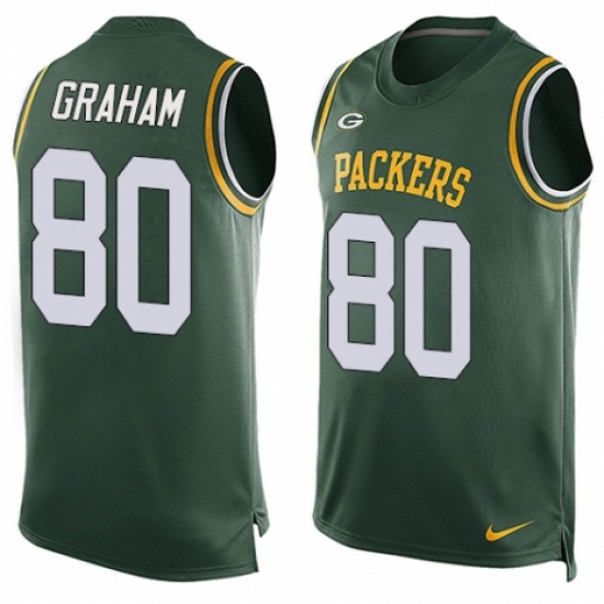 Men's Nike Green Bay Packers 80 Jimmy Graham Limited Green Player Name & Number Tank Top NFL Jersey