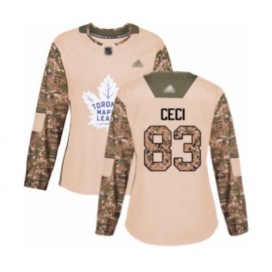 Women's Toronto Maple Leafs 83 Cody Ceci Authentic Camo Veterans Day Practice Hockey Jersey