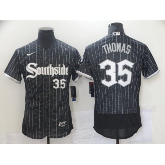 Men's Chicago White Sox 35 Frank Thomas Authentic Black Fashion Baseball Jersey