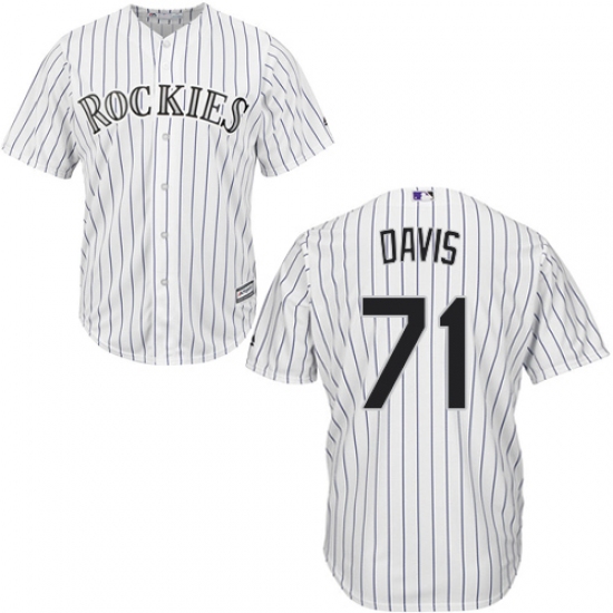 Youth Majestic Colorado Rockies 71 Wade Davis Authentic White Home Cool Base MLB Jersey