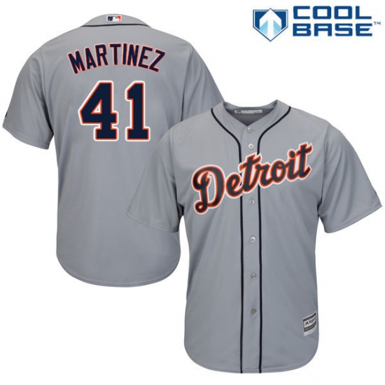 Men's Majestic Detroit Tigers 41 Victor Martinez Replica Grey Road Cool Base MLB Jersey