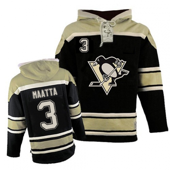 Men's Old Time Hockey Pittsburgh Penguins 3 Olli Maatta Authentic Black Sawyer Hooded Sweatshirt NHL Jersey