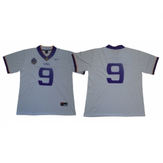 LSU Tigers 9 White 125 Sesons Nike College Football Jersey