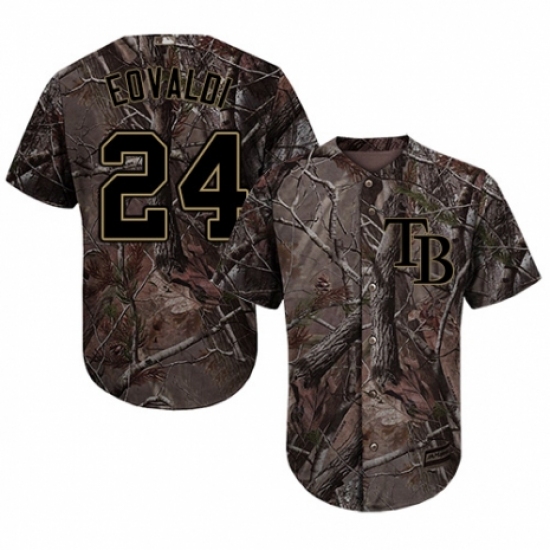 Men's Majestic Tampa Bay Rays 24 Nathan Eovaldi Authentic Camo Realtree Collection Flex Base MLB Jersey