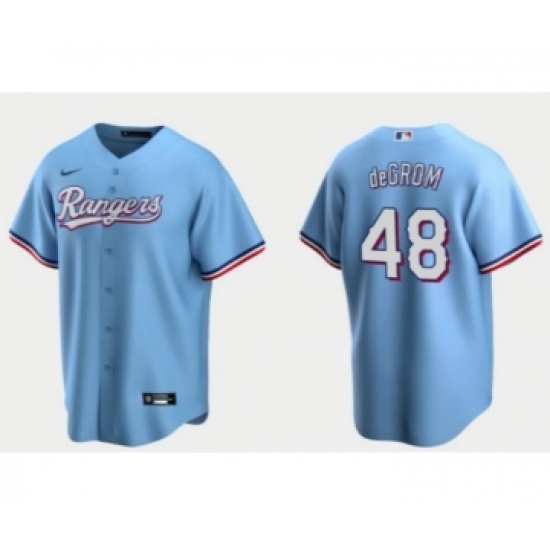 Men's Texas Rangers 48 Jacob deGrom Light Blue Cool Base Stitched Baseball Jersey