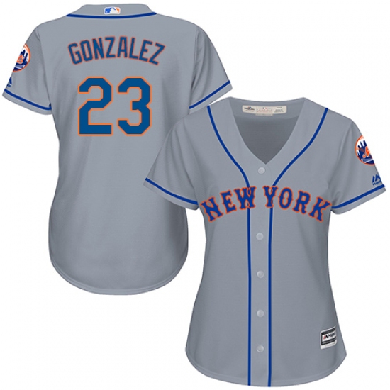 Women's Majestic New York Mets 23 Adrian Gonzalez Authentic Grey Road Cool Base MLB Jersey
