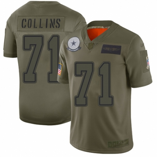 Youth Dallas Cowboys 71 La'el Collins Limited Camo 2019 Salute to Service Football Jersey