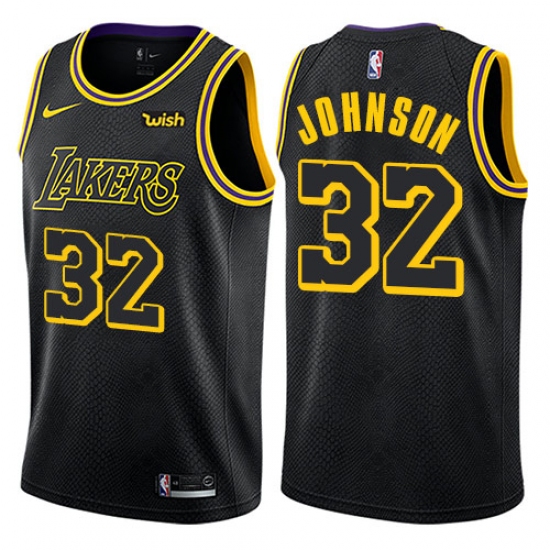 Youth Nike Los Angeles Lakers 32 Magic Johnson Swingman Black NBA Jersey - City Edition