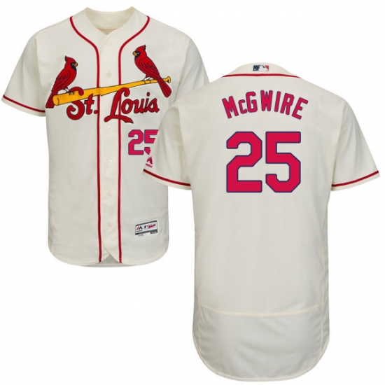 Men's Majestic St. Louis Cardinals 25 Mark McGwire Cream Alternate Flex Base Authentic Collection MLB Jersey