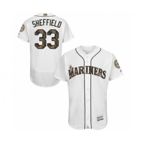 Men's Seattle Mariners 33 Justus Sheffield Authentic White 2016 Memorial Day Fashion Flex Base Baseball Player Jersey
