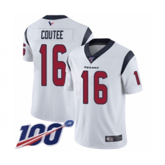 Men's Houston Texans 16 Keke Coutee White Vapor Untouchable Limited Player 100th Season Football Jersey