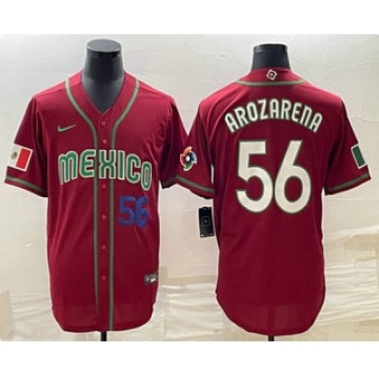 Men's Mexico Baseball 56 Randy Arozarena Number 2023 Red World Classic Stitched Jersey15