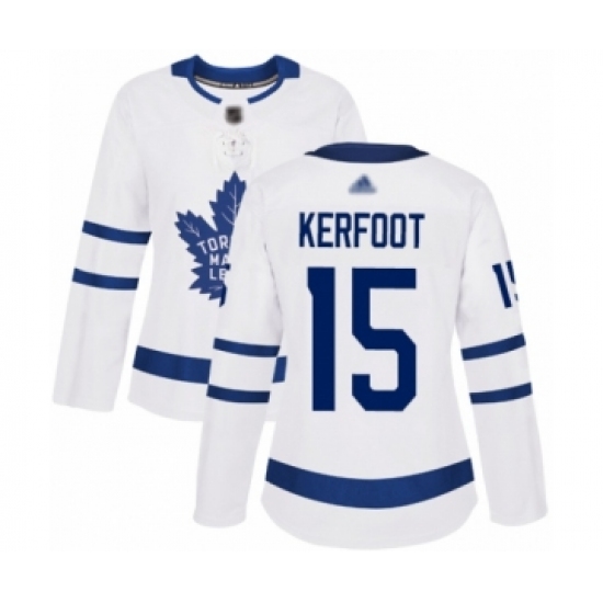 Women's Toronto Maple Leafs 15 Alexander Kerfoot Authentic White Away Hockey Jersey