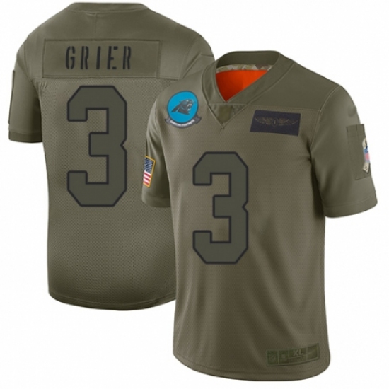 Men's Carolina Panthers 3 Will Grier Limited Camo 2019 Salute to Service Football Jersey