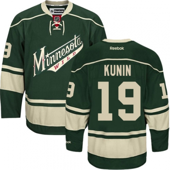 Youth Reebok Minnesota Wild 19 Luke Kunin Authentic Green Third NHL Jersey