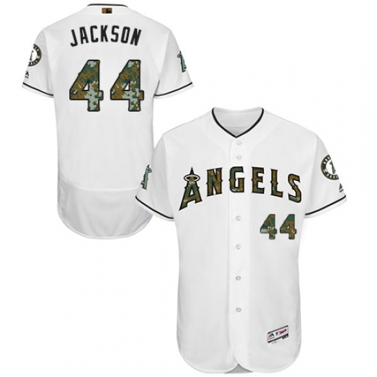Men's Majestic Los Angeles Angels of Anaheim 44 Reggie Jackson Authentic White 2016 Memorial Day Fashion Flex Base MLB Jersey