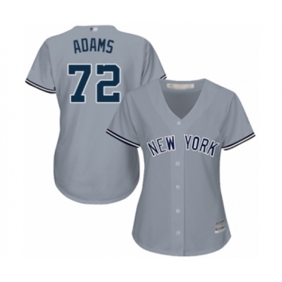 Women's New York Yankees 72 Chance Adams Authentic Grey Road Baseball Player Jersey