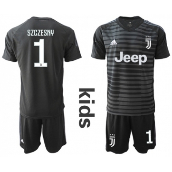 Juventus 1 Szczesny Black Goalkeeper Kid Soccer Club Jersey