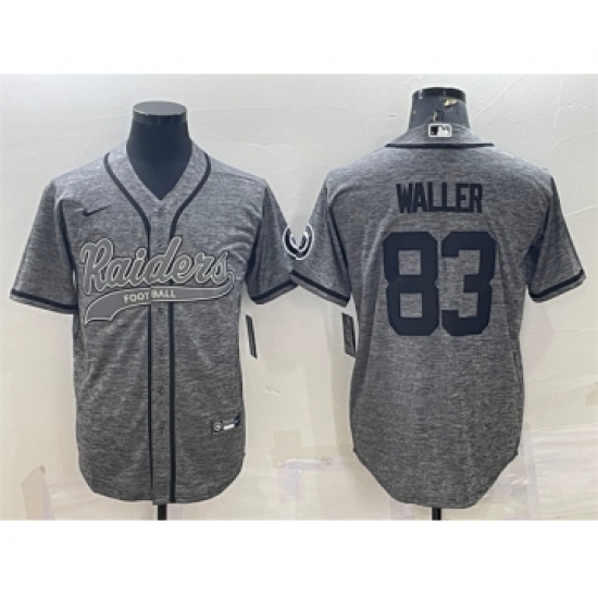 Men's Las Vegas Raiders 83 Darren Waller Gray With Patch Cool Base Stitched Baseball Jersey