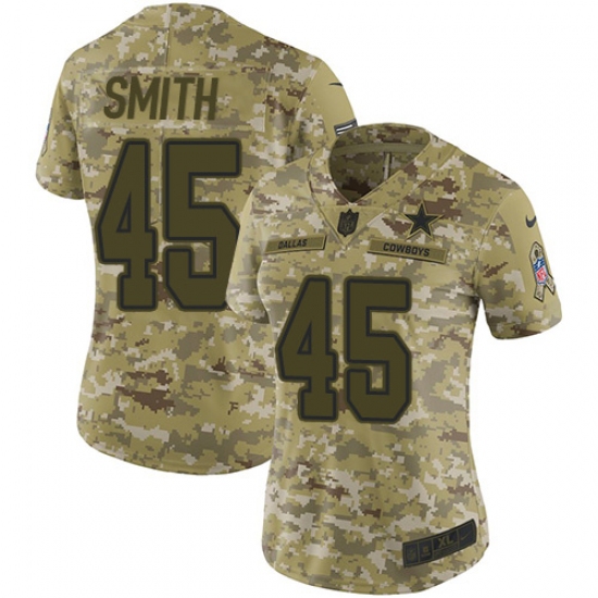 Women's Nike Dallas Cowboys 45 Rod Smith Limited Camo 2018 Salute to Service NFL Jersey