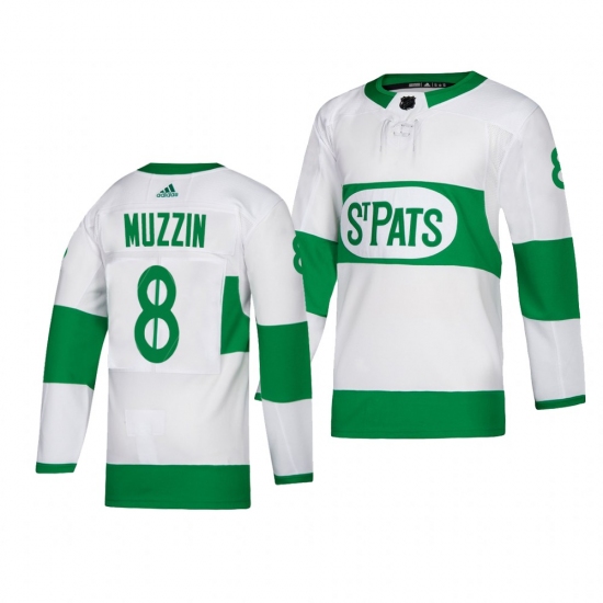 Men's Adidas Toronto Maple Leafs 8 Jake Muzzin adidas White 2019 St. Patrick's Day Authentic Player Stitched NHL Jersey