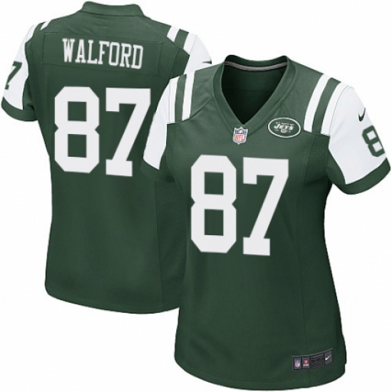 Women's Nike New York Jets 87 Clive Walford Game Green Team Color NFL Jersey