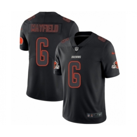 Men's Nike Cleveland Browns 6 Baker Mayfield Limited Black Rush Impact NFL Jersey