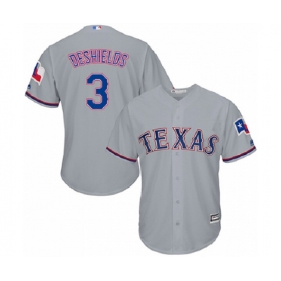 Youth Texas Rangers 3 Delino DeShields Jr. Authentic Grey Road Cool Base Baseball Player Jersey
