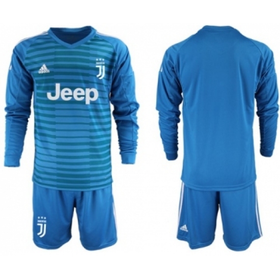 Juventus Blank Blue Goalkeeper Long Sleeves Soccer Club Jersey