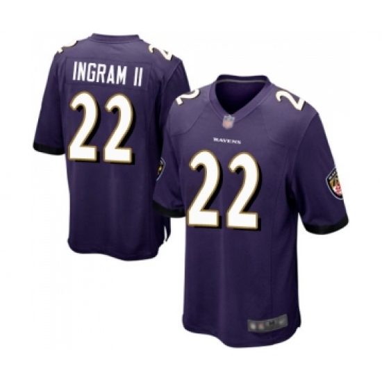 Men's Baltimore Ravens 22 Mark Ingram II Game Purple Team Color Football Jersey