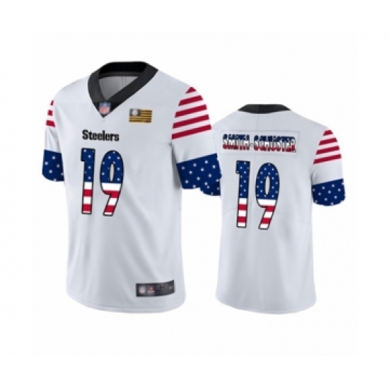 Men's Pittsburgh Steelers 19 JuJu Smith-Schuster White Independence Day Limited Player Football Jersey