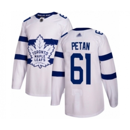 Men's Toronto Maple Leafs 61 Nic Petan Authentic White 2018 Stadium Series Hockey Jersey