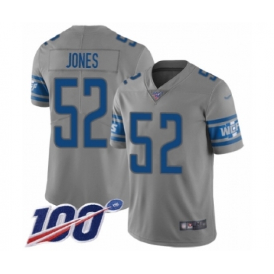 Men's Detroit Lions 52 Christian Jones Limited Gray Inverted Legend 100th Season Football Jersey